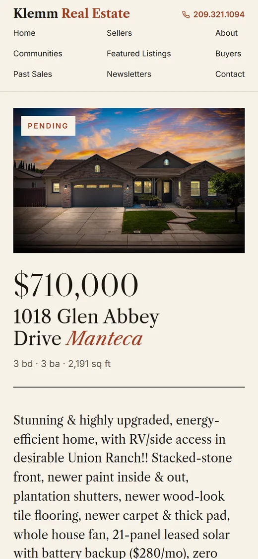 One of Jack's listings on a phone